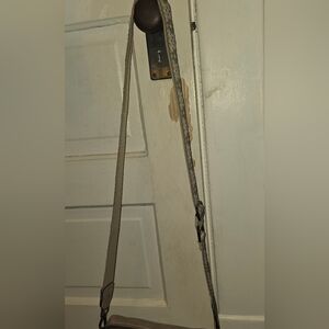 Beige and Gray Strap with Metal Buckle